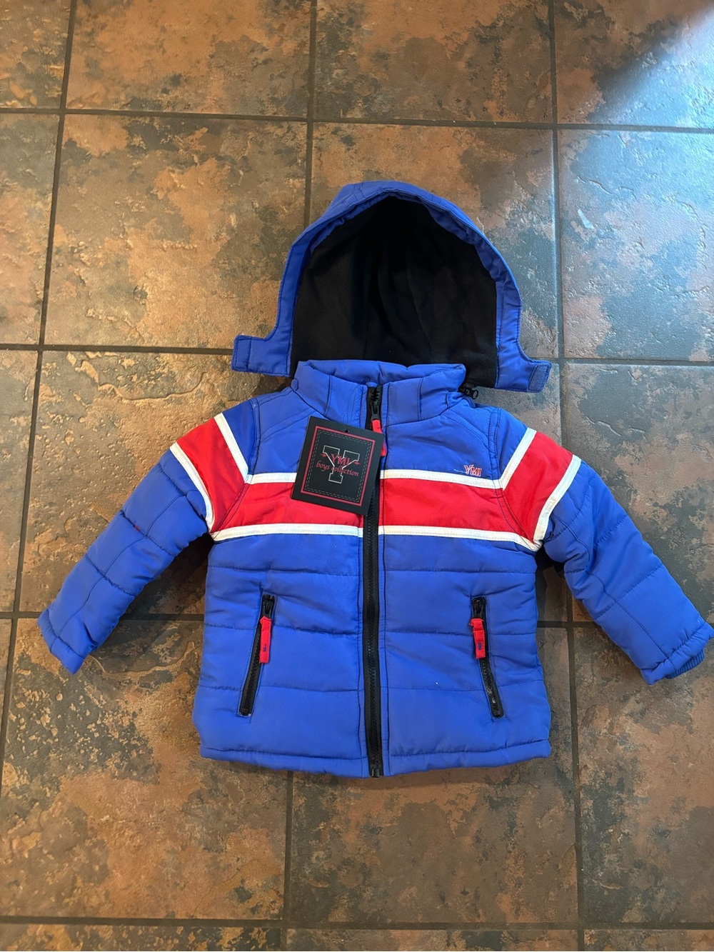 YMI Boys Blue Red White Puffer Jacket with Hood